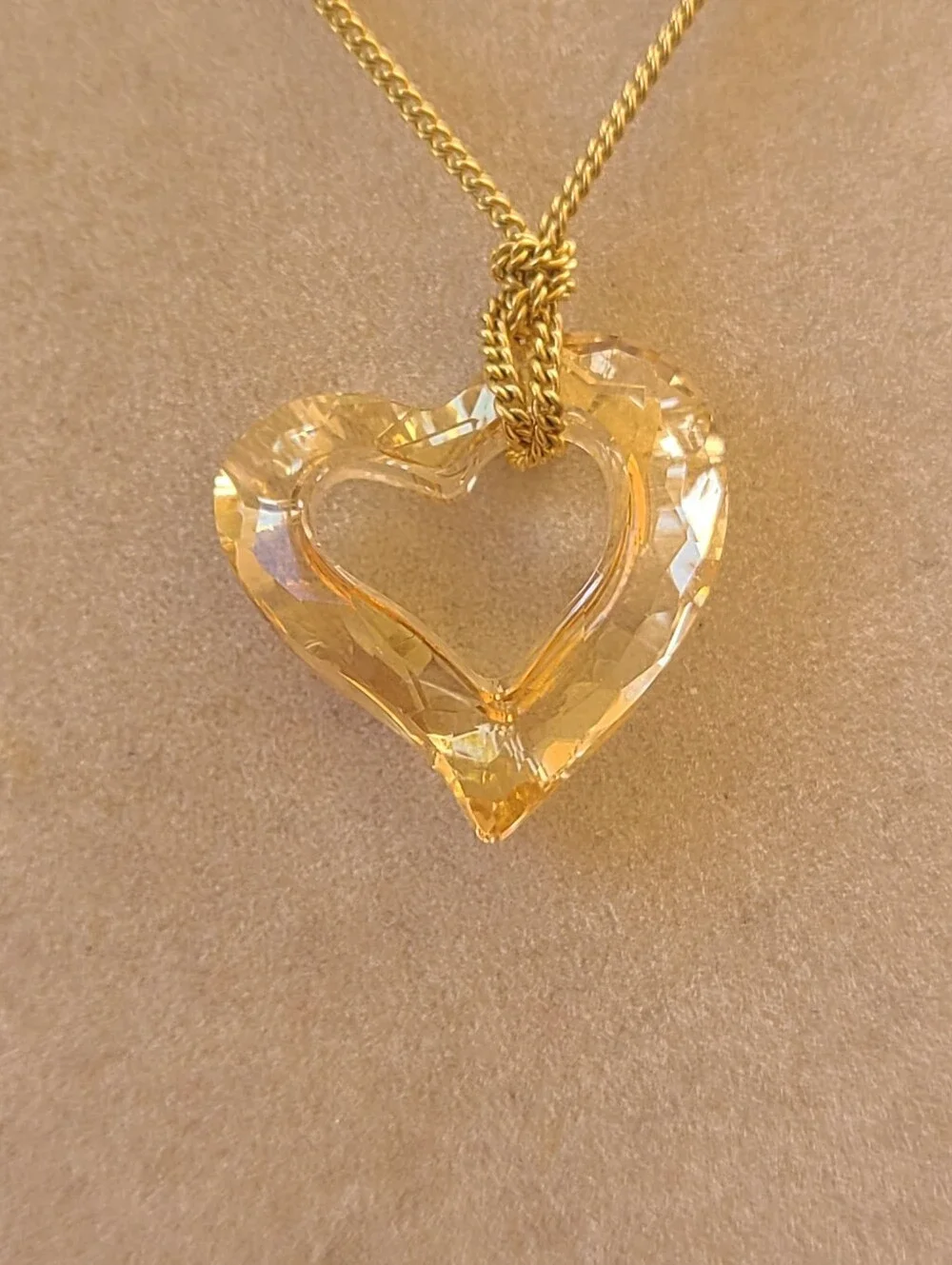 Swarovski Gold Plated Heart Crystal Pendant Necklace- Excellent Vintage Conditio